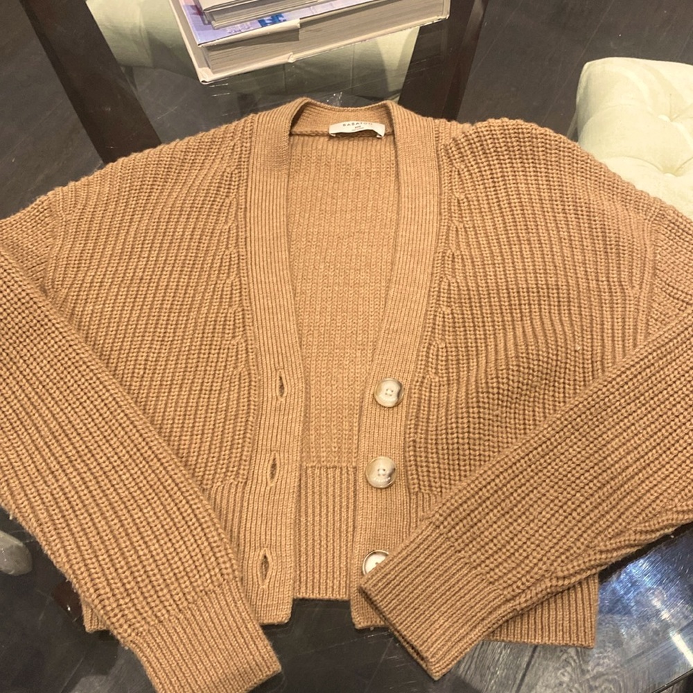 ARITZIA Babaton 100% Extra Fine Merino Wool Cardigans - Size 2XS- 1 camel